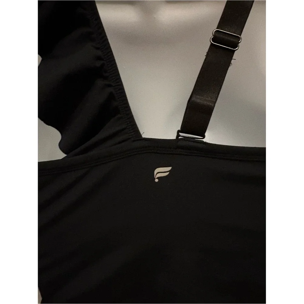 Fabletics Black‎ One-Shoulder Ruffle Crop Top